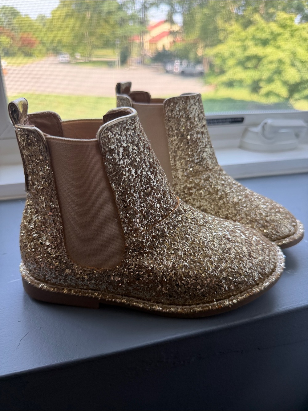 Jcrew Crewcuts Kids size 13 Glitter Chelsea Boots - Gold